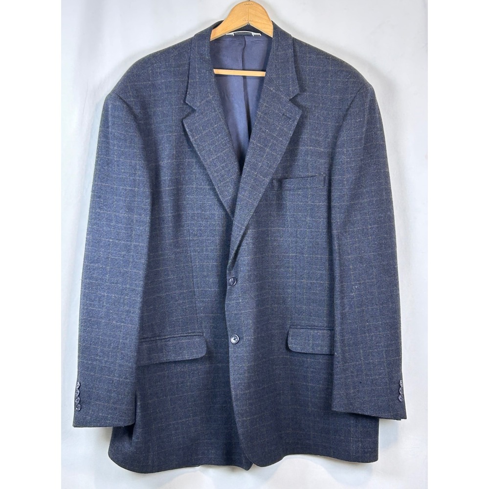 Mario Zegna Pronto Uomo Sport Coat Mens 46R Navy Blue Wool Cashmere Blend Blazer